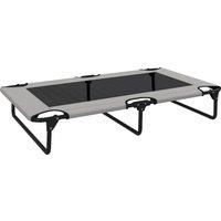 PawHut Portable Raised Dog Bed, Elevated Pet Cot with Breathable Mesh for Indoor Outdoor, for Large Dogs, Light Grey