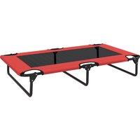 PawHut Portable Raised Dog Bed, Elevated Pet Cot with Breathable Mesh for Indoor Outdoor, for Large Dogs, Red