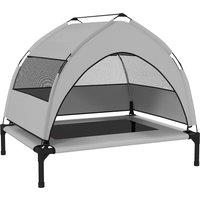 PawHut Portable Elevated Dog Bed with Removable Canopy, Cooling Raised Pet Cot for Small Medium Dogs, 76 x 61 x 60 cm