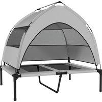 PawHut Portable Elevated Dog Bed with Removable Canopy, Cooling Raised Pet Cot for Medium Large Dogs, 92 x 75 x 89 cm