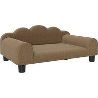 PawHut Elevated Dog Sofa Bed, Breathable Pet Sofa with Backrest and Armrest for Small Dogs, Brown