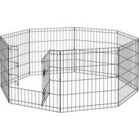 PawHut 8 Panel Dog Playpen Puppy Pen Rabbits Guinea Metal Crate Pet Cage Run Indoor Outdoor, 61x61 cm Aosom UK