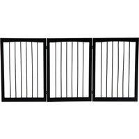 PawHut Folding 3 Panel Pet Gate Wooden Foldable Dog Fence Indoor Free Standing Safety Gate Portable Separation Pet Barrier Guard Aosom UK