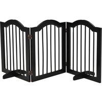 PawHut Freestanding Dog Gate, Wooden Foldable Pet Fence, Safety Barrier for House Doorway Stairs, with Support Feet, Small, Black Aosom UK