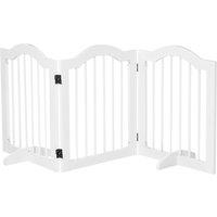 PawHut Dog Gate Wooden Foldable Small Sized Pet Gate Stepover Panel w/ Support Feet Freestanding Safety Barrier for House Doorway Stairs Aosom UK