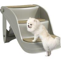 PawHut Foldable Pet Stairs 3 Steps with Non-slip Mats for Small Dogs, Grey Aosom UK