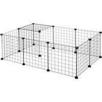 PawHut Modular Pet Enclosure: Secure & Spacious Metal Playpen for Furry Friends, Black, 106Lx73Wx36H cm Aosom UK