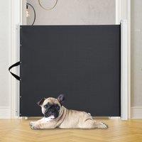 PawHut Retractable Safety Gate Stair Gate Folding Room Divider Barrier for Dogs Pets 115Lx82.5Hcm Gr