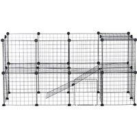 Pawhut Guinea Pig Playpen Rabbit Playpen Metal Wire Fence Indoor Outdoor Small Animal Cage 36 Panel Enclosure Black Aosom UK