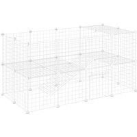PawHut DIY 36 Panel Pet Playpen Metal Wire Fence for Chinchilla, Hedgehog, Bunny, Indoor, Outdoor Use, White
