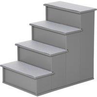 PawHut Cushioned Pet Stairs, 4 Step Wooden Ramp for Dogs, Cats, Non-Slip Carpet, Grey, 40 x 59 x 54.2 cm Aosom UK