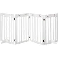 PawHut Foldable Wooden Pet Barrier: 4-Panel Safeguard for Doorways & Stairs, White Aosom UK