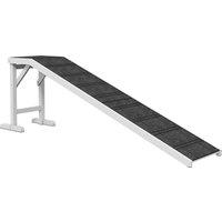 PawHut Pet Ramp for Dogs with Non-Slip Carpet and Top Platform - White & Grey