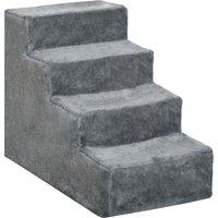 PawHut Dog Steps 4-Steps Design with Washable Plush Cover for High Bed Sofa, Dog Stairs for Small Dog and Cat Aosom UK