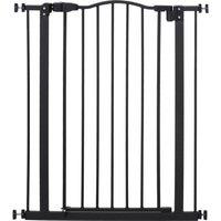 PawHut 74-84cm Adjustable Metal Pet Gate Safety Barrier w/ Auto-Close Door Double Locking Easy-Open Doors Stairs Home Frames Black Aosom UK