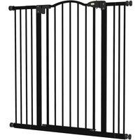 PawHut Dog Gate Baby Gates for Dogs Pet Gate with Metal Adjustable Frame & Double Locking System, 74-100Wcm, Black Aosom UK
