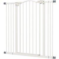 PawHut Metal Pet Safety Gate Dog Gate Folding Fence, White Aosom UK