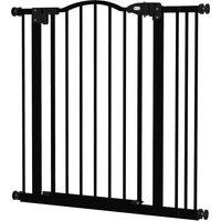 PawHut Dog Gate Baby Gates for Dogs Pet Gate with Metal Adjustable Frame & Double Locking System, 74-87Wcm, Black Aosom UK