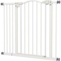 PawHut Adjustable Safety Pet Gate, Metal, Auto-Close Feature, Pressure Mount, 74-94cm, White Aosom UK