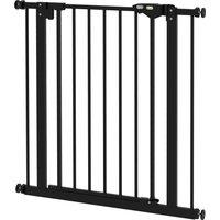 PawHut Adjustable Metal Dog Gate, Safety Barrier for Pets, 74-80cm Wide, Easy Installation, Black Aosom UK
