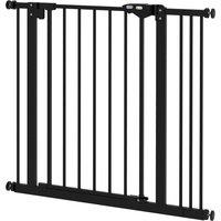 PawHut Metal 74-87cm Wide Adjustable Dog Gate Black Aosom UK