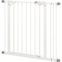 PawHut Metal 74-87cm Wide Adjustable Dog Gate White Aosom UK
