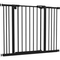 PawHut Dog Gate for Stairs Dog Gate Pet Gate with Openable Metal Frame, for Doorways, Corridors, Staircases, 74-100Wcm, Black Aosom UK