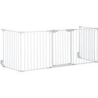 PawHut Pet Safety Gate, 5-Panel Metal Playpen, Fireplace, Christmas Tree Fence, Stair Barrier, Room 