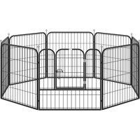 PawHut Heavy Duty 8 Panel Dog Play Pen Pet Playpen for Puppy Rabbit Enclosure Foldable Indoor Outdoor 80 x 80 cm Aosom UK