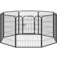 PawHut Heavy Duty 8 Panel Dog Play Pen Pet Playpen for Puppy Rabbit Enclosure Foldable Indoor Outdoor 80 x 100 cm Aosom UK
