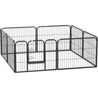 PawHut Heavy-Duty Dog Playpen, 8 Panel Steel Pet Exercise Pen, Foldable and Portable, Black