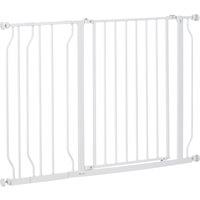 PawHut Dog Gate Dog Gate for Stairs Stays for Doorways, Corridors, Staircases, Firmly Upright When in Use, 75-115cm, White Aosom UK