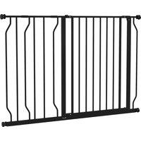 PawHut Dog Gate Dog Gate for Stairs Stays w/ Double Locking System for Doorways, Corridors, Staircases, 75-115Wcm, Black Aosom UK