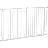 PawHut Dog Gate for Stairs Dog Gate Pet Gate with Openable Metal Frame, for Doorways, Corridors, Staircases, 75-145cm, White Aosom UK