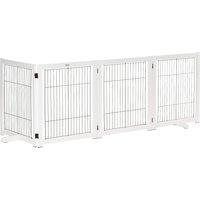 PawHut Dog Gate Wooden Foldable Small & Medium-Sized Pet Gate 4 Panel w/ Support Feet Pet Fence Safety Barrier for House Doorway Stairs Aosom UK