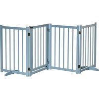 PawHut Pet Gate for Small & Medium Dogs, Freestanding Wooden Foldable Dog Safety Barrier w/ 4 Panels, 2 Support Feet for Doorways, Stairs Aosom UK