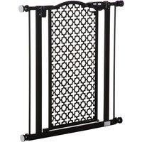 PawHut 74-80 cm Pet Safety Gate Barrier Stair Pressure Fit with Auto Close and Double Locking for Doorways, Hallways, Black Aosom UK