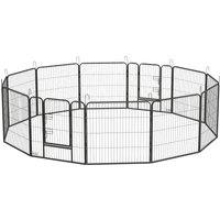 PawHut Heavy Duty 12 Panel Puppy Playpen, Versatile Pet Exercise Pen for Small/Medium Dogs, Indoor/Outdoor Use Aosom UK