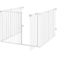 PawHut Foldable Metal Dog Playpen, Rabbit Run Pet Crate Fence with Door, Indoor and Outdoor Use, 90H x 123L x 102W cm, White Aosom UK