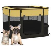 PawHut Foldable Dog Pen with Storage Bag for Indoor/Outdoor Use, Yellow Aosom UK