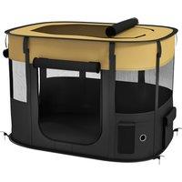 PawHut Foldable Dog Pen with Storage Bag for Indoor/Outdoor Use, Yellow Aosom UK