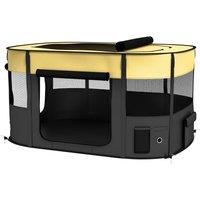 PawHut Foldable Dog Pen with Storage Bag for Indoor/Outdoor Use, Yellow Aosom UK