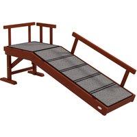 PawHut Wooden Dog Ramp with Removable Guardrails, Non-Slip Surface, 125 cm Long, Brown