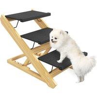PawHut Adjustable Dog Steps Dog Ramp, 3-Step Non-slip Pet Stairs for Medium Sized Dogs, Foldable Dog Stairs for Bed Sofa