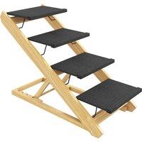 PawHut Adjustable Dog Steps Dog Ramp, 4-Step Non-slip Pet Stairs for Large Sized Dogs, Foldable Dog Stairs for Bed Sofa Aosom UK
