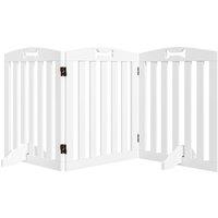 PawHut Wooden Dog Gate, Freestanding Pet Gate with Support Feet for Doorways, Hallways, Stairs, 155L x 61H cm, White