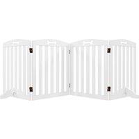 PawHut Wooden Dog Gate, Freestanding Pet Gate with Support Feet for Doorways, Hallways, Stairs, 207.5L x 61H cm, White
