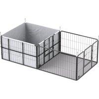 PawHut 7 Panel Dog Whelping Box, Heavy Duty Dog Playpen with Washable Pee Pads, Windproof Fabric, for Small and Medium Dogs