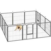PawHut 12 Panels Heavy Duty Dog Playpen with Doors, for Small Dogs, 60cm High, Black
