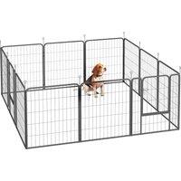 PawHut 12 Panels Heavy Duty Dog Playpen with Doors, for Medium Dogs, 80cm High, Black